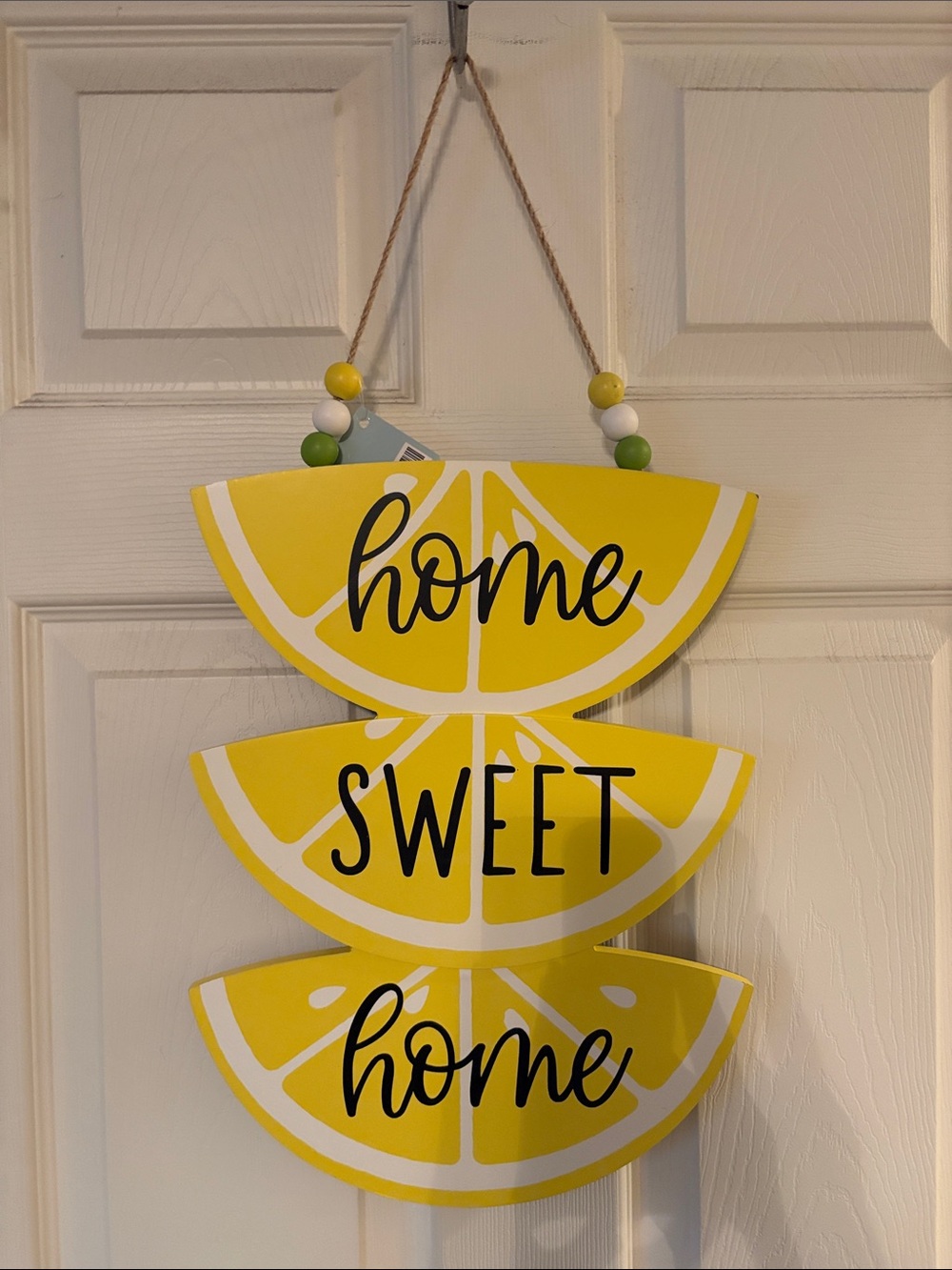 Yellow 'Home Sweet Home' Lemon Slice Wooden Wall Hanging NWT